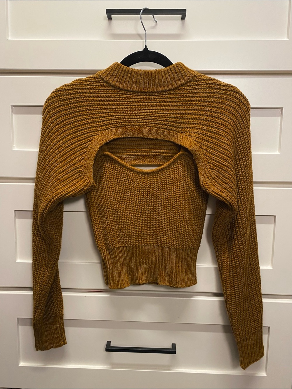 Say What? Mustard Cropped 2-Piece Sweater Set